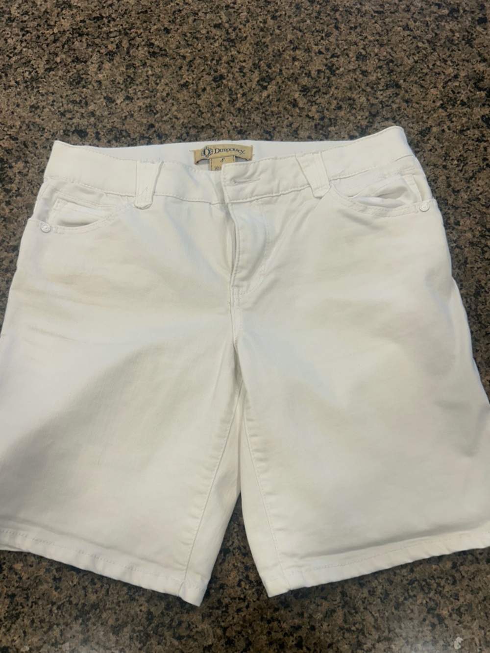 Democracy White Casual Shorts with Branded Waist Tag
